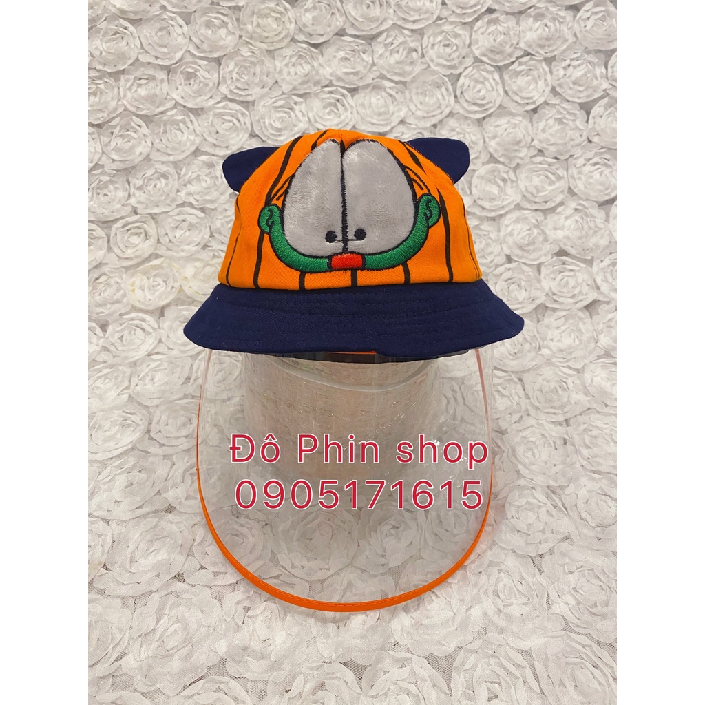 [Bé 0-2 tuổi] Mũ vành bucket hình mèo chống giọt bắn cho trẻ em, vòng đầu 48cm, tấm chắn có thể tháo rời