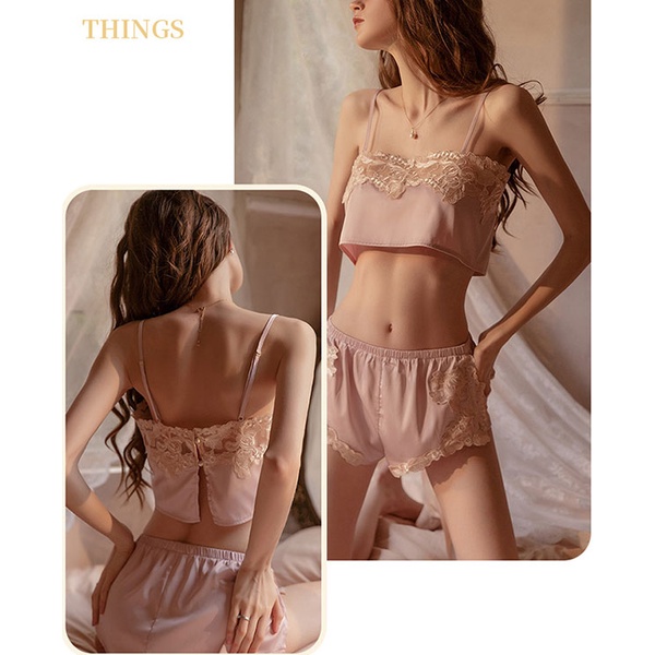 Bộ đồ ngủ lụa croptop gợi cảm TK2849