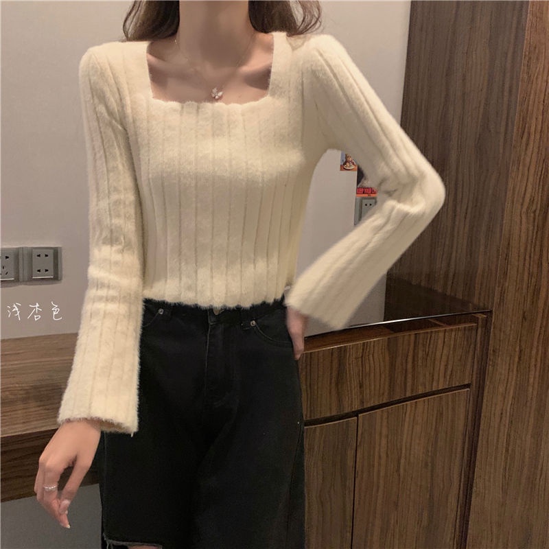 Áo Sweater Dệt Kim Phối Lông Ngắn Phong Cách Pháp Cổ Điển Thời Trang Xuân Thu Hàng Mới