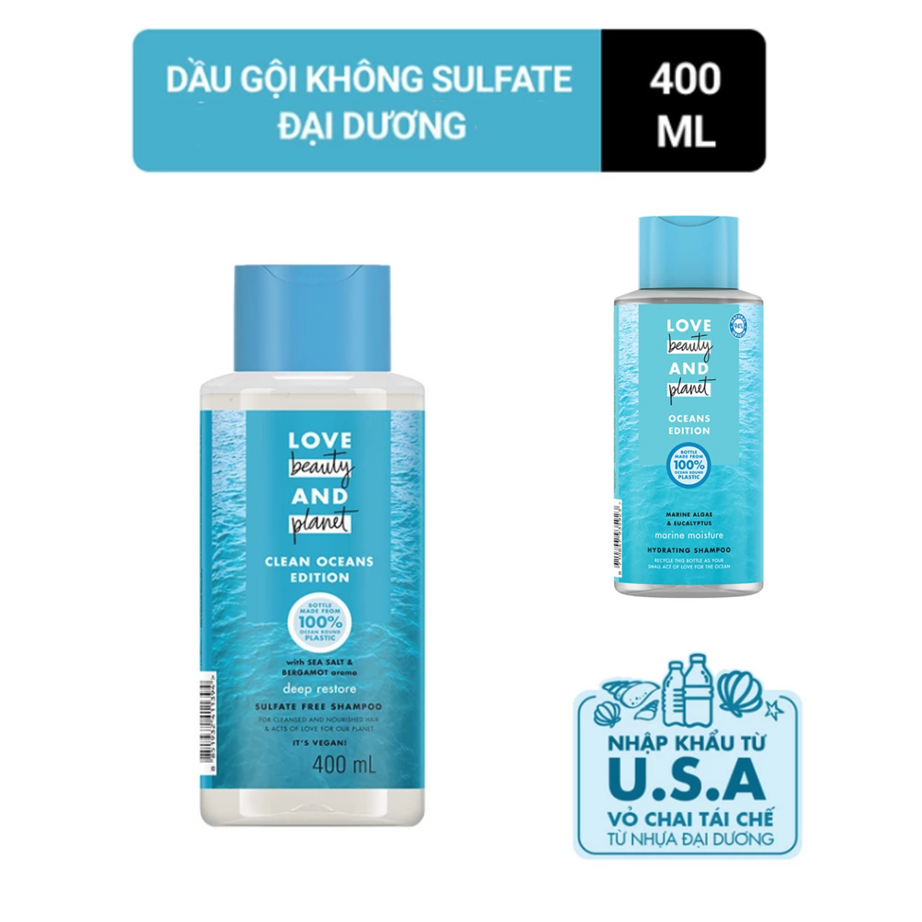 [HB GIFT] Dầu gội không sulfate Love Beauty and Planet Đại Dương phục hồi sâu/ dưỡng tóc 400ml x 1 - Giao ngẫu nhiên&lt;br&gt;