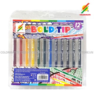 Bộ màu vẽ bút lông 12 bút Bold Tip Marker - COLORMATE