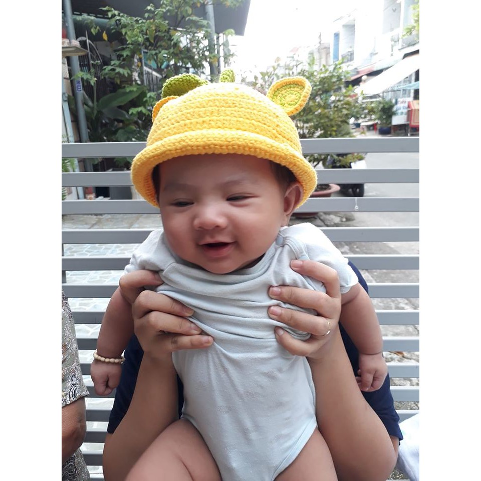 Mũ len tai gấu cho bé