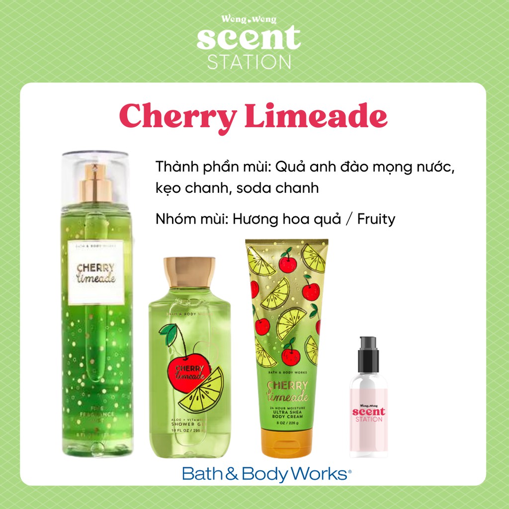 Bộ Sản Phẩm Chăm Sóc Cơ Thể Toàn Diện BBW mùi Cherry Limeade