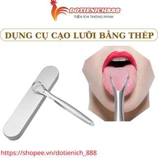 Cạo lưỡi dụng cụ vệ sinh lưỡi bằng Thép cao cấp giảm hôi miệng hiệu quả kèm hộp thép đựng tiện lợi