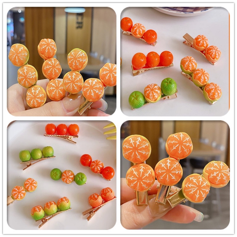 Kẹp Tóc Mỏ Vịt Hình Trái Cam Nửa Mặt Dễ Thương Phong Cách Nhật Bản Cho Nữ