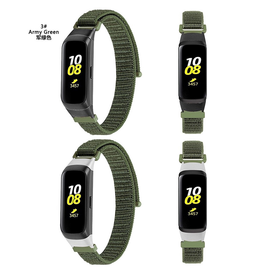 Dây Đồng Hồ Thể Thao Bằng Nylon Mềm + Ốp Bảo Vệ Họa Tiết Sọc Cho Samsung Galaxy Fit Sm-R370