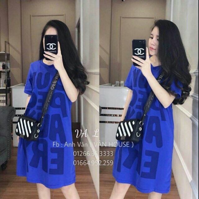 Đầm in chất vải cotton dày đẹp