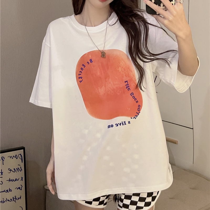 SUXI Áo Thun T-shirt Tay Ngắn Cổ Tròn In Hình Đơn Giản Thời Trang Mùa Hè Dành Cho Nữ