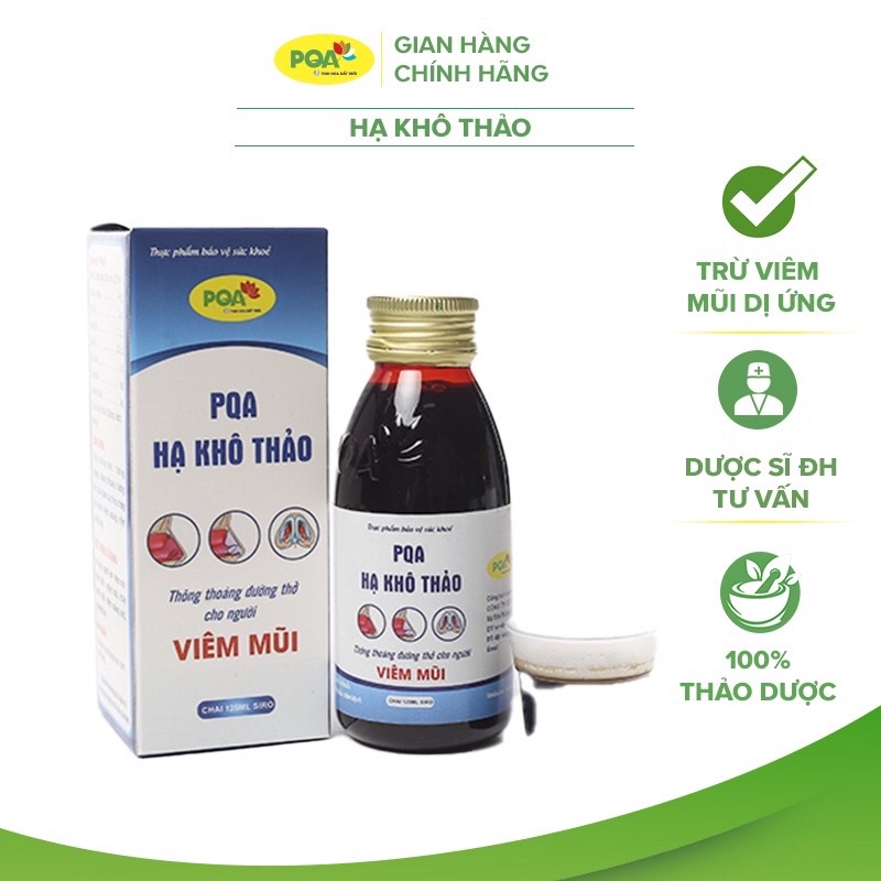 Hạ khô thảo PQA hỗ trợ thông mũi, thông thoáng đường thở chai 125ml