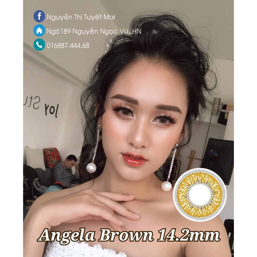 Lens Angela Brown 14.2mm - Kính Áp Tròng Vassen Hàn Quốc - Full từ 0 đến 6 độ