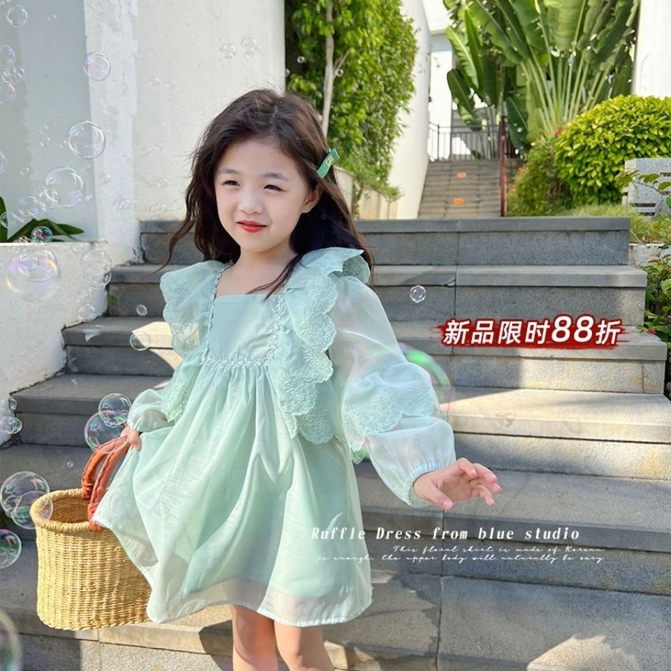 Đầm Công Chúa Tay Dài Thời Trang Mùa Xuân Phong Cách Phương Tây Mới 2022 Dành Cho Bé Gái