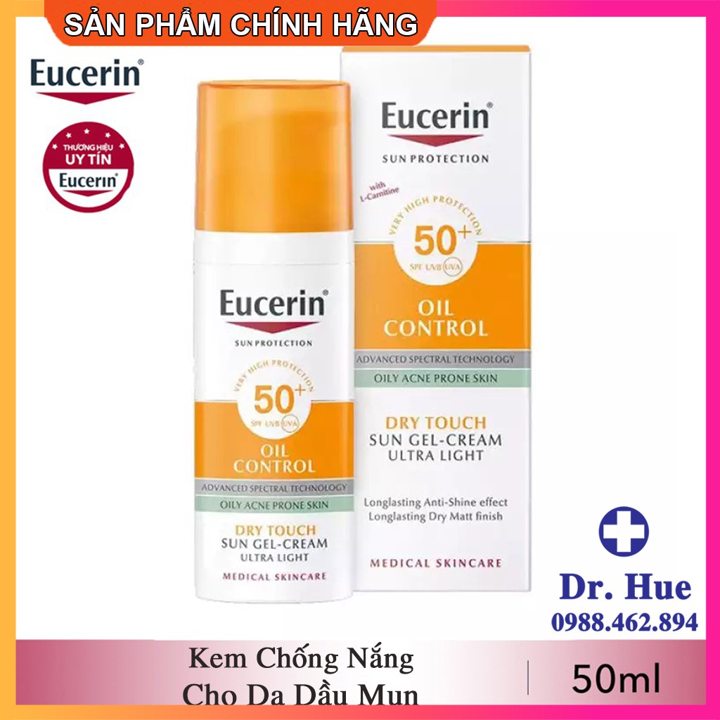 [CHÍNH HÃNG] Kem Chống Nắng Eucerin Cho Da Dầu Mụn Eucerin Sun Gel Cream Oil Control SPF 50+ 50ml