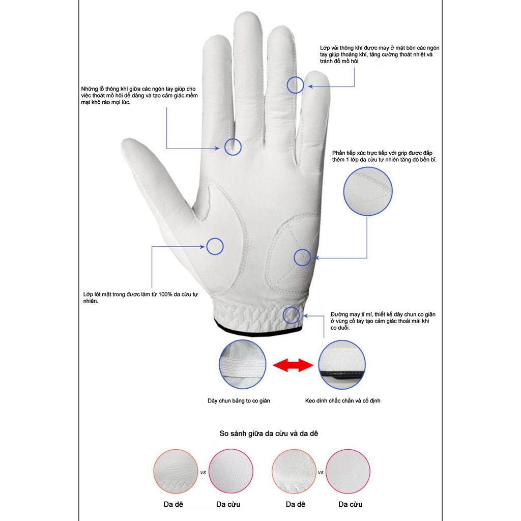 Găng Tay Golf Da Cừu Thoáng Khí - Găng Tay Chơi Golf Cho Nam Nữ