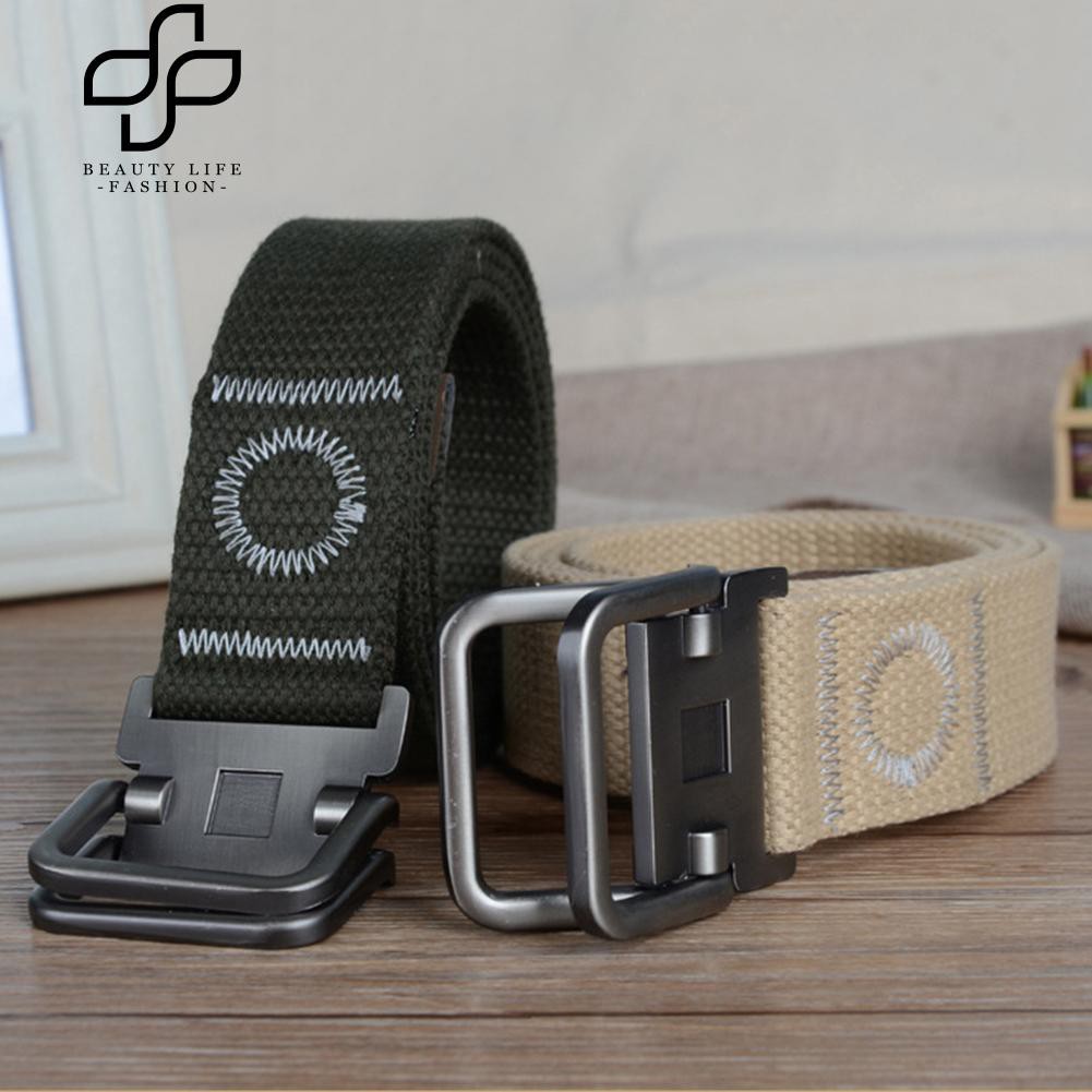 Thắt lưng vải canvas mặt khóa kim loại cho nam dài 120cm rộng 3.8cm