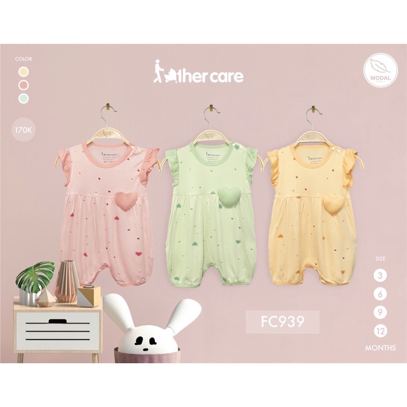 Father care- bộ liền thân, bộ body cộc tay bé gái dưới 1 tuổi