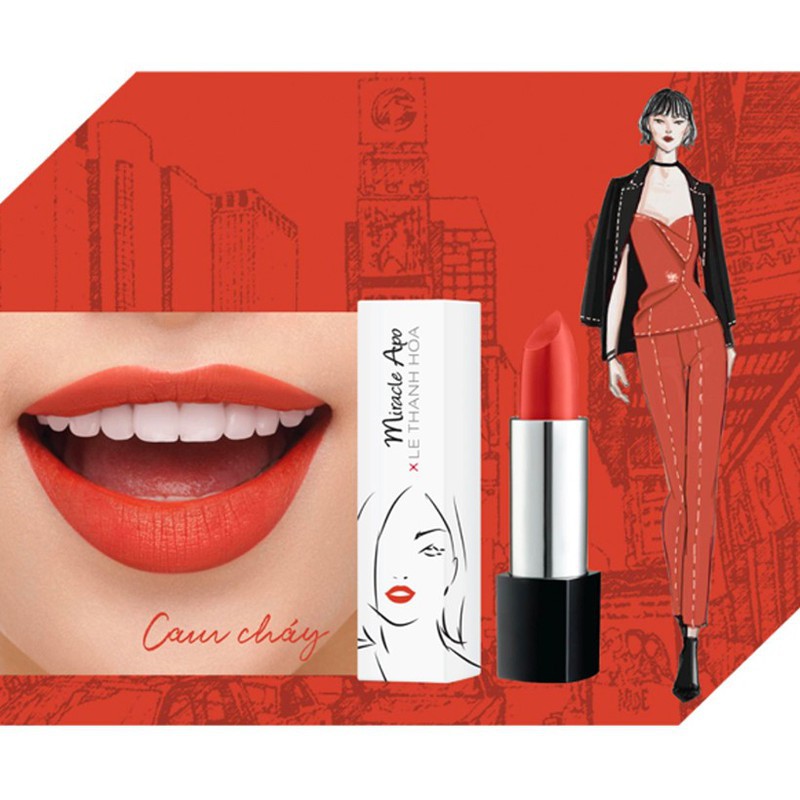 Son lì Miracle Apo Lipstick Matte x Lê Thanh Hòa 4g - Cam chảy .