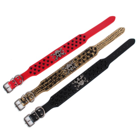 Vòng cổ da cao cấp đầu lâu đinh gai siêu ngầu cho chó