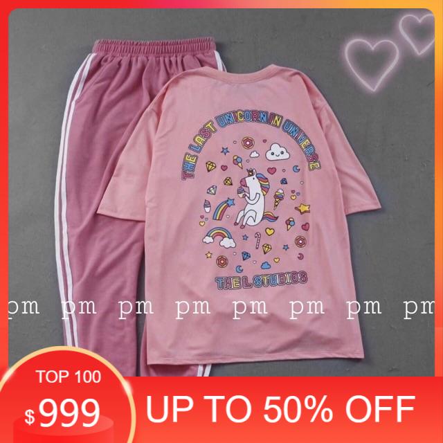 Sét áo ngựa ThE LATE + quần HAI sọc bo gấu áo thun nam nữ, quần kaki, quần nữ, sét bộ mặc ở nhà MODY