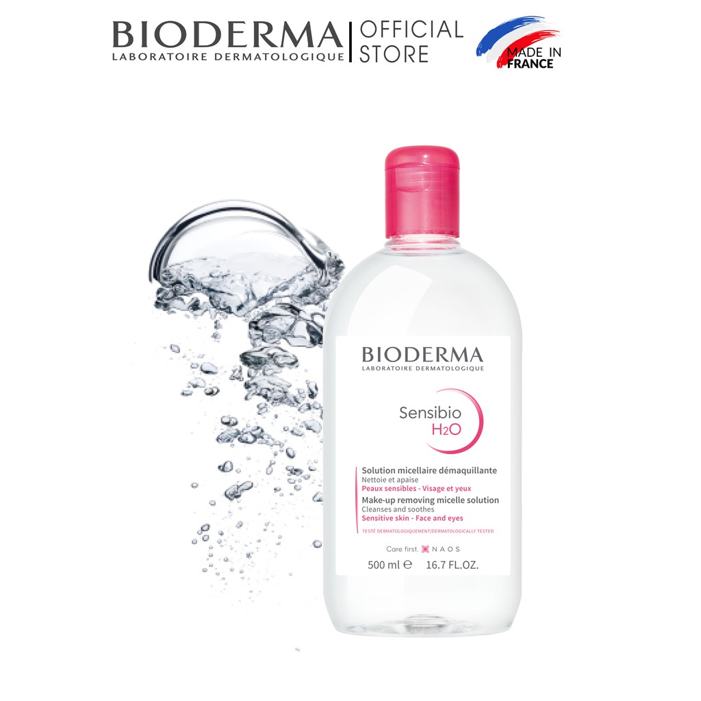 Bộ đôi nước tẩy trang làm sạch micellar cho da nhạy cảm Bioderma Sensibio H2O 500ml và kem dưỡng Sensibio Light 40ml