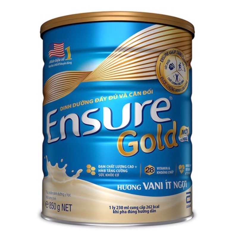 Sữa Bột Ensure Gold Vani 850g Ít Ngọt