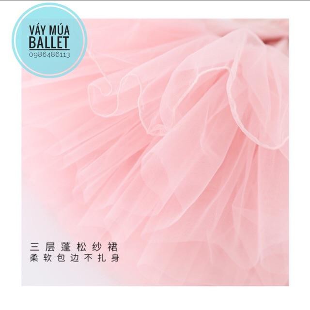 Ballet Váy múa phối voan dài tay màu nude