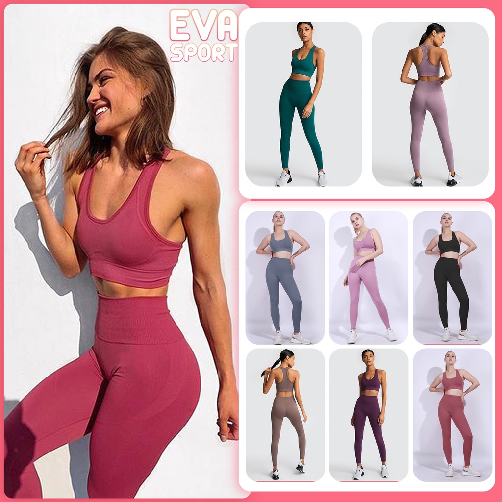 Set Đồ Dệt Kim Tập Gym Yoga Đa Dạng Màu Sắc Tôn Dáng Hợp Phong Cách Thể Thao