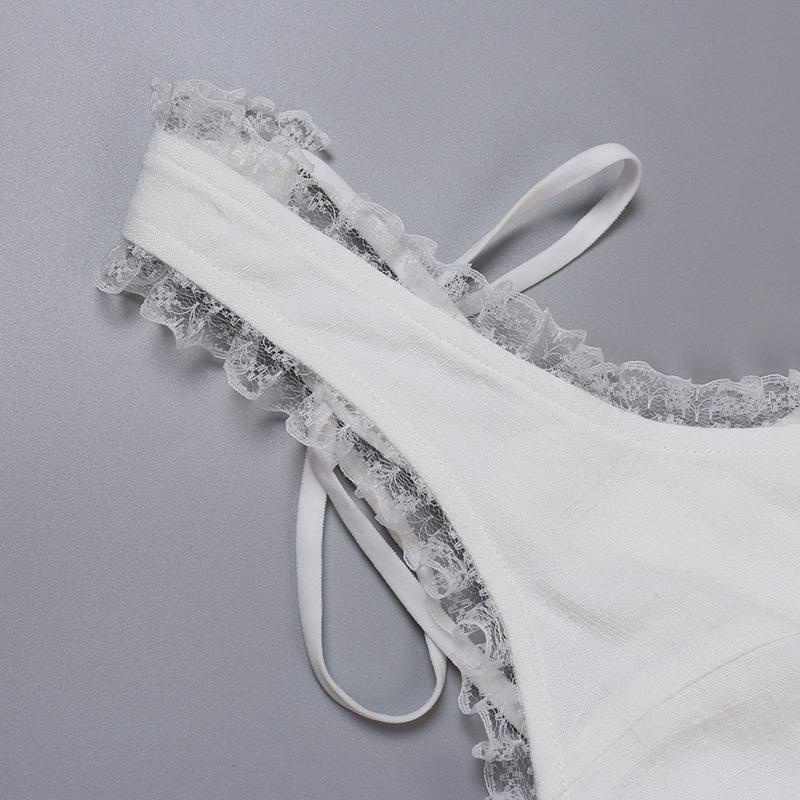 Áo Tank Top Hai Dây Cổ Chữ V Hở Lưng Phối Ren Thời Trang Cho Nữ