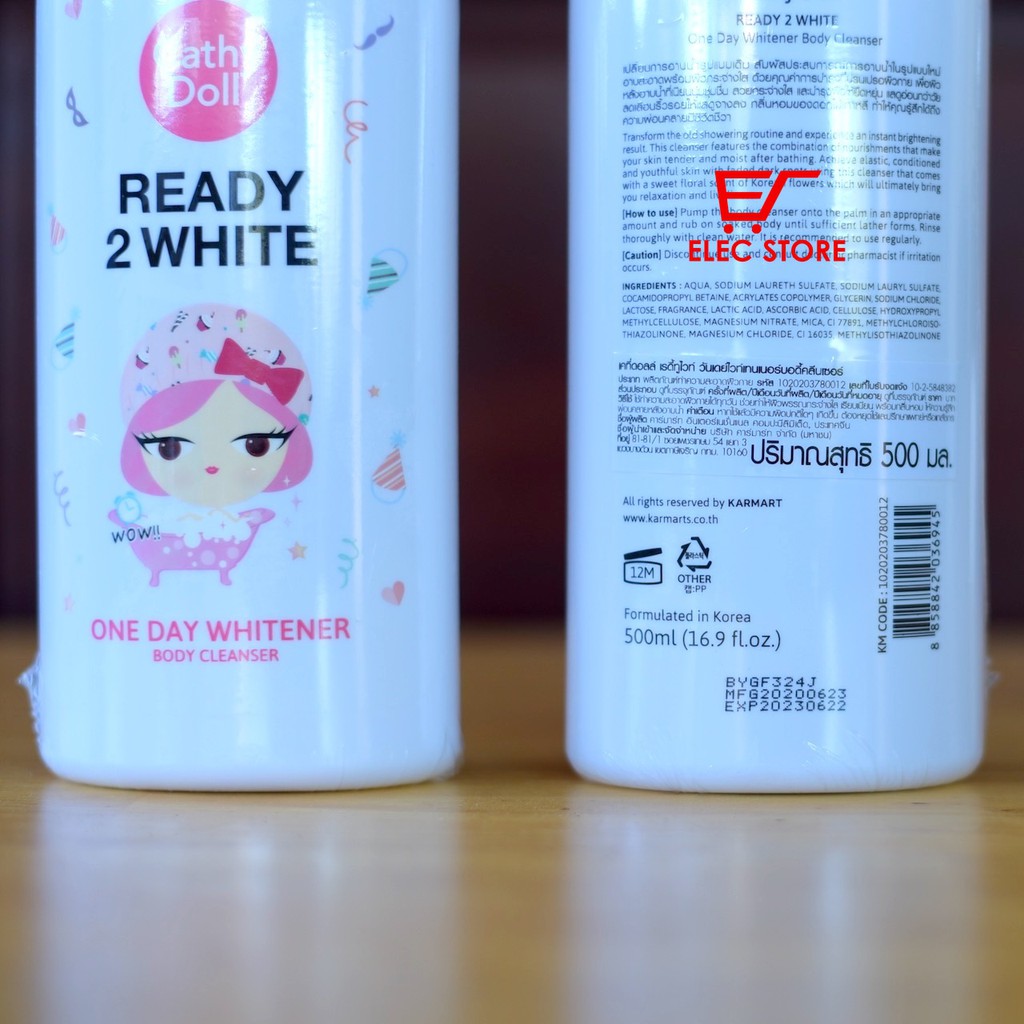 Sữa tắm Ready 2 white one day whitener Cathy Doll 500ml Thái Lan