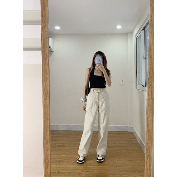 Siêu rẻ! Áo croptop hở lưng choàng dây dáng ôm  - áo ba lỗ cổ yếm nữ trơn