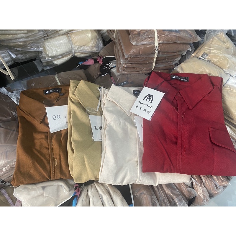 [Mã FAMARAL1 giảm 10K đơn 50K] Áo sơ mi nhung vạt bầu form rộng 1 nắp túi