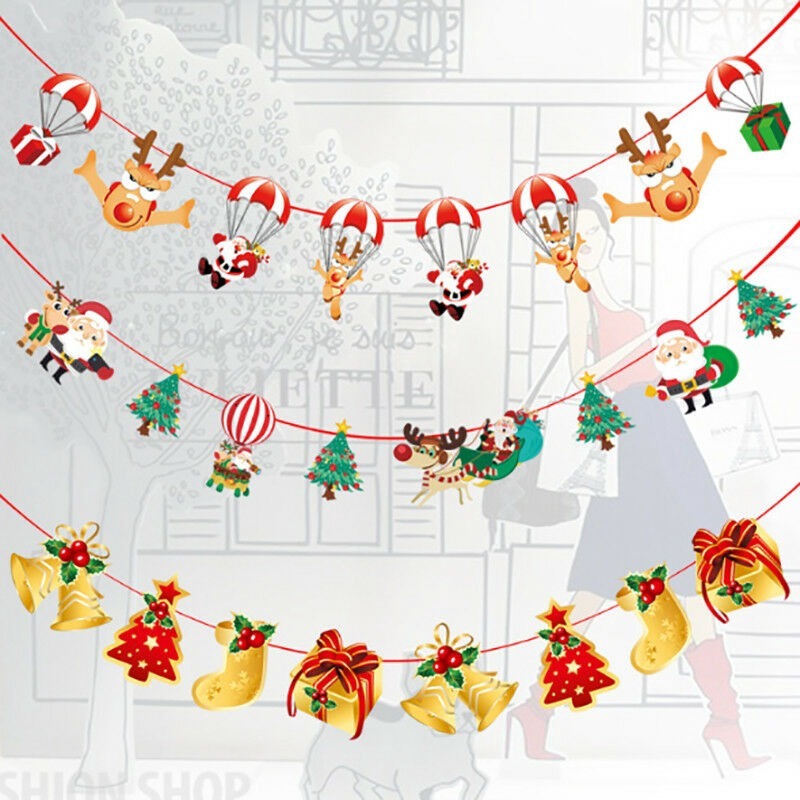 Dây treo biểu ngữ hình vớ/ông già noel/tuần lộc/cây thông dùng treo trang trí tiệc giáng sinh