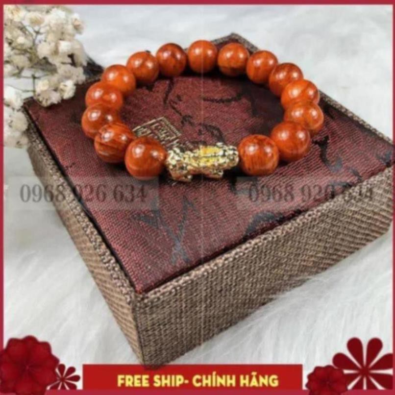 Vòng tay gỗ huyết long 💖FREE SHIP💖 Vòng đeo tay tỳ hưu 12 li huyết rồng phong thủy - tài lộc - may mắn