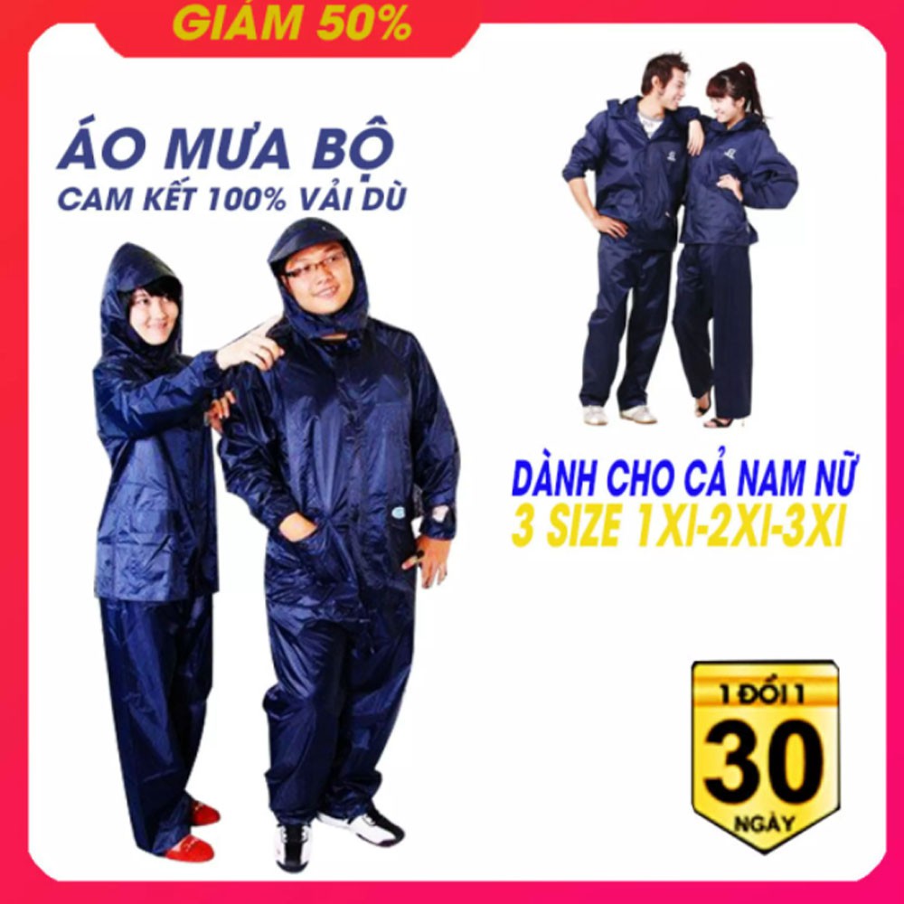 Áo Mưa Bộ,Bít,2 đầu,size 1XL,2XL,3XL