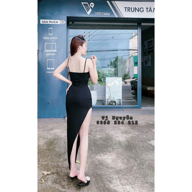 Đầm body xẻ tà 2 dây