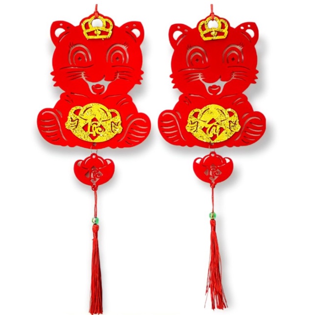 Dây treo tết đỏ VD 80 mèo con set 2 cái