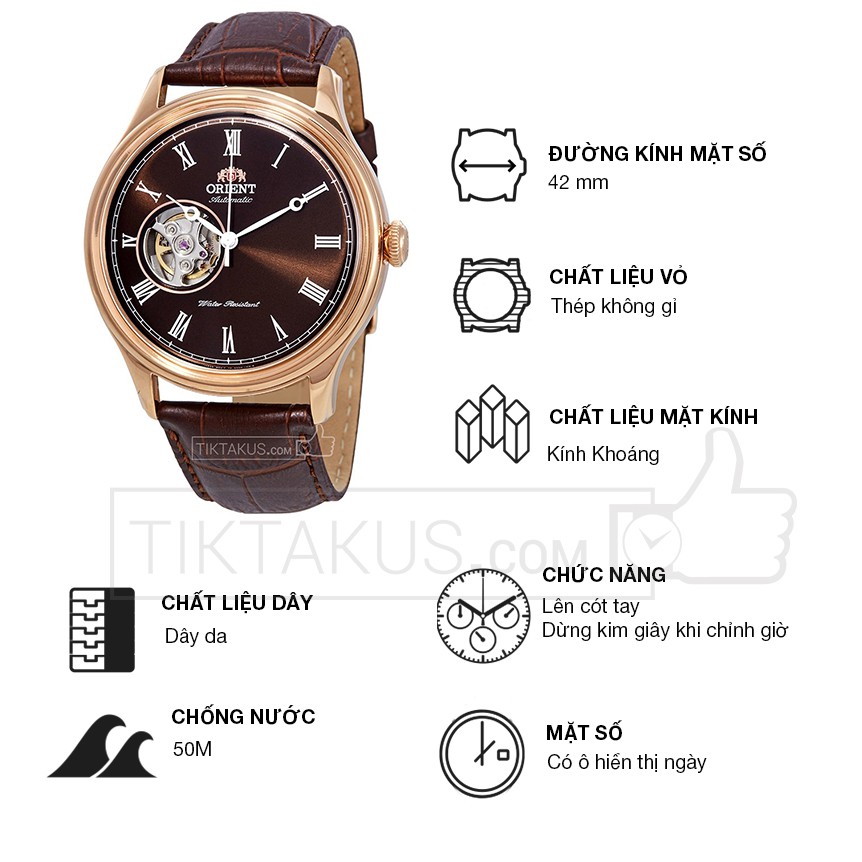 Đồng hồ nam dây da Orient Caballero FAG00001T0 ( Rose gold)