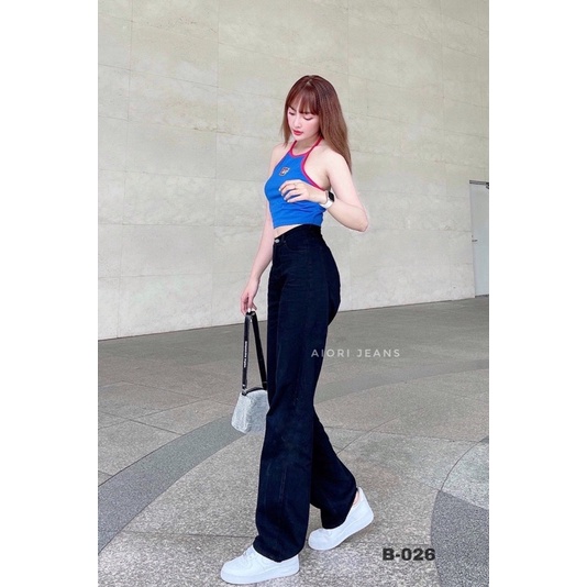 Quần Jean Nữ Aiori Fashion Ống Suông Lưng Cao Trắng Đen Quần Bò Ống Rộng Culottes Cotton Ulzzang, Hàng Cao Cấp_Mã AF3335