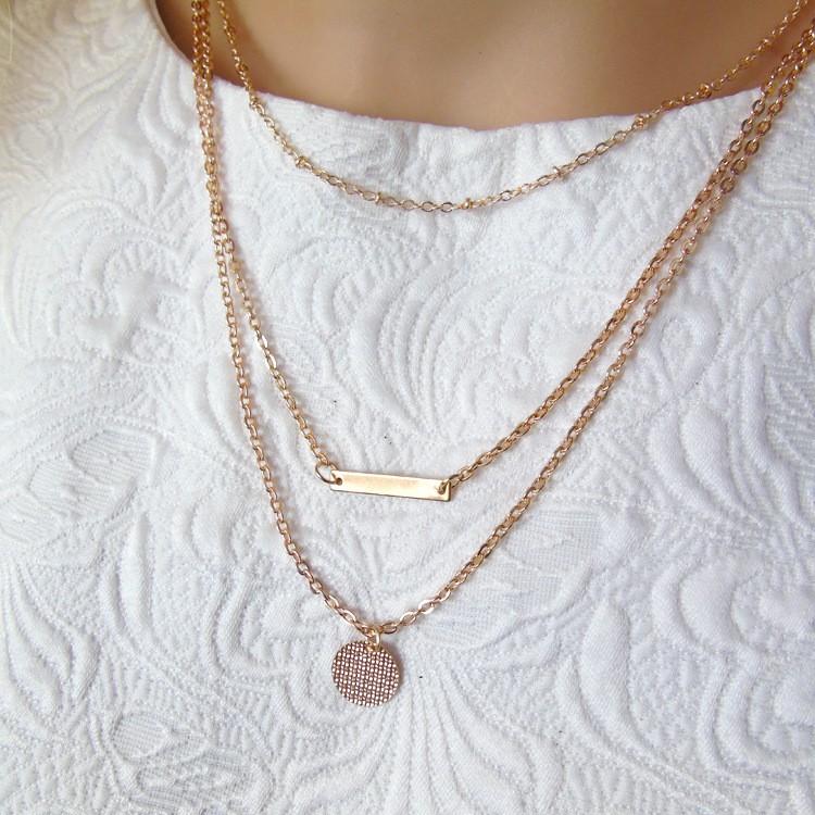 Dây chuyền nữ ba lớp đồng xu tròn