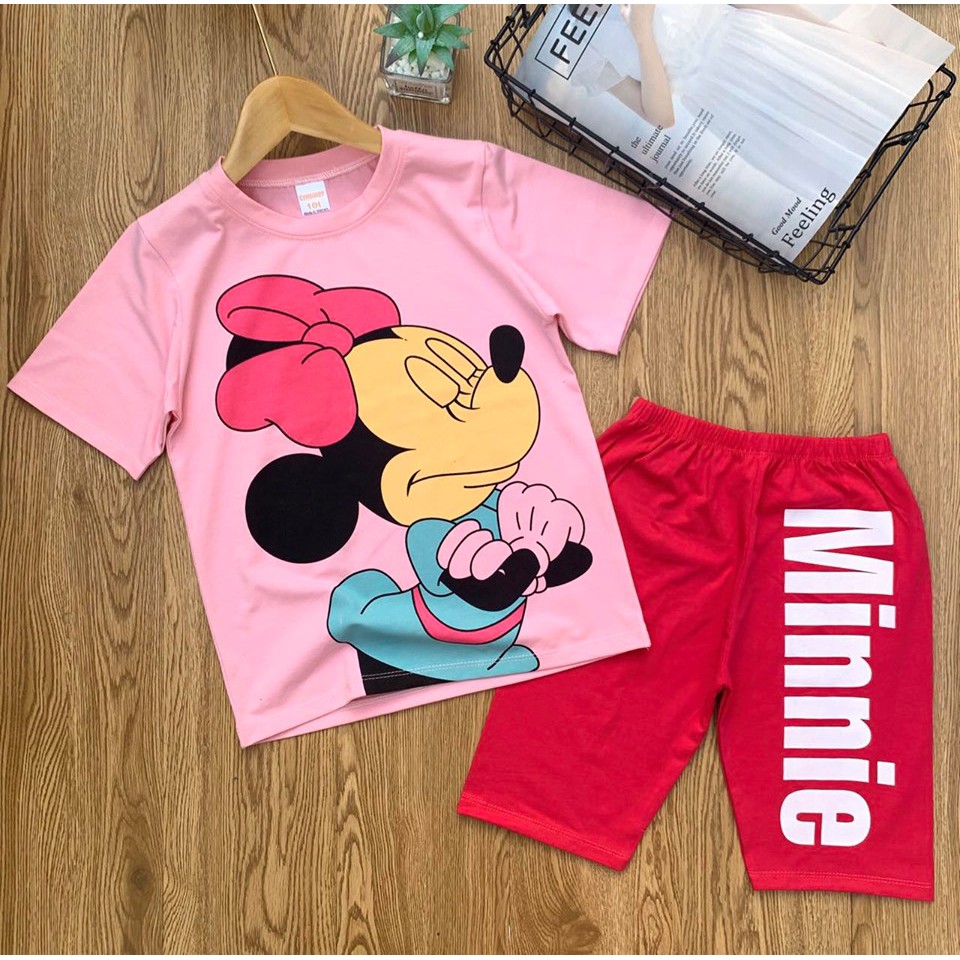 Bộ thun cotton quần ngố bé gái size 20-40kg