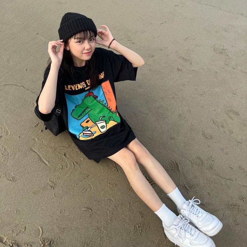 Áo thun LEVENTS Funny Crocodile/ Black tee nam nữ form rộng GTM