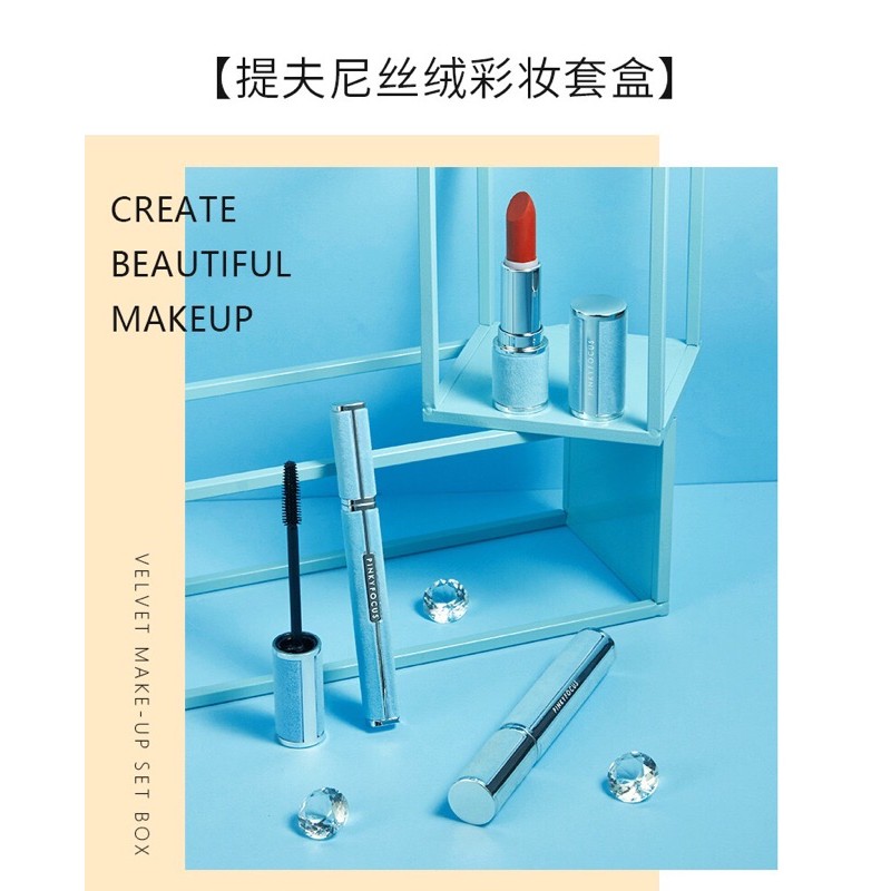 Set son mascara kẻ mắt Pinkyfocus vỏ nhung sang chảnh tiện lợi | BigBuy360 - bigbuy360.vn