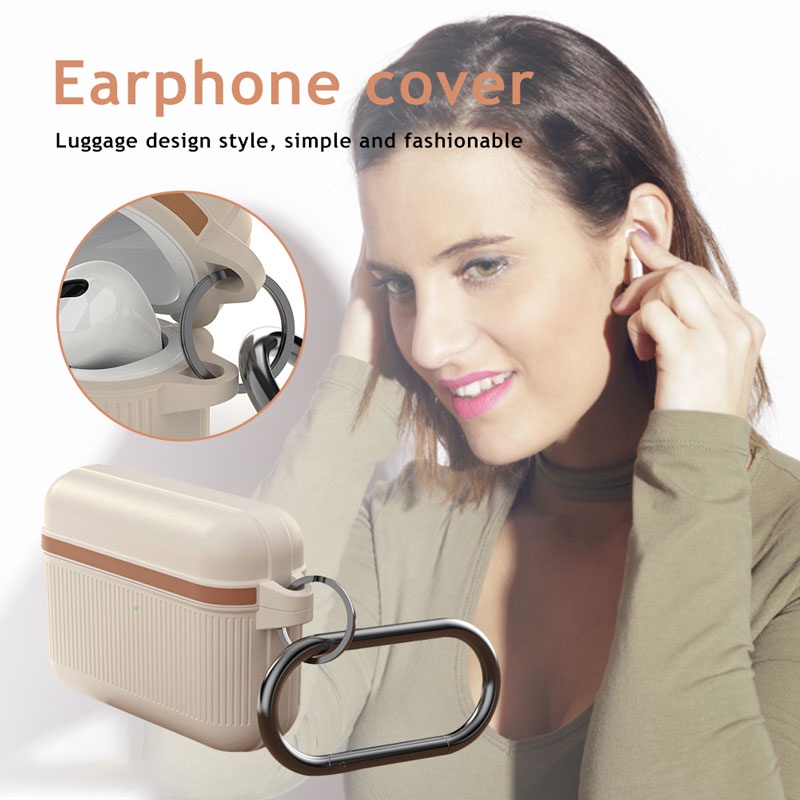 Vỏ Bảo Vệ Hộp Sạc Tai Nghe Airpods Pro 3 2 1 Bằng Silicon Mềm Họa Tiết Kẻ Sọc Sang Trọng