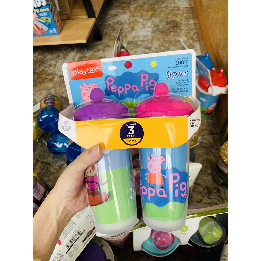 HÀNG NHẬP MỸ -  BÌNH NƯỚC PLAYTEX CÁCH NHIỆT HÌNH PEPPA PIG