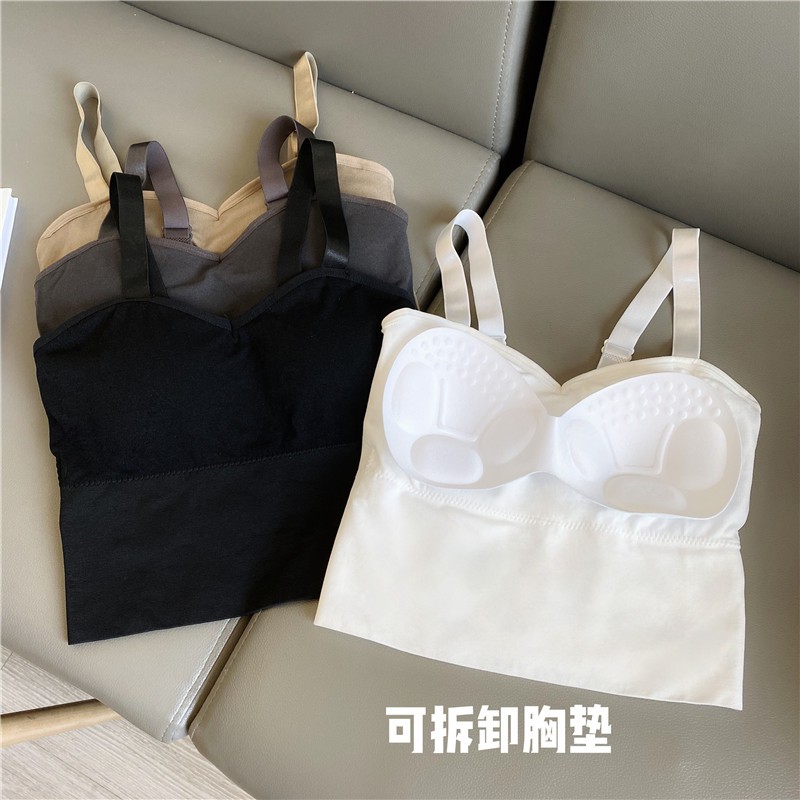 Áo Croptop Xiaozhainv Thiết Kế Hai Dây Đeo Màu Trơn Kiểu Hàn Quốc Gợi Cảm