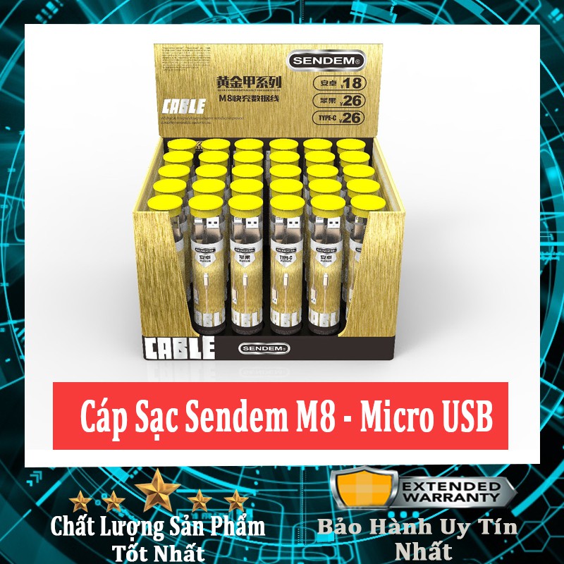 Cáp Sạc Micro USB ✓ Ống Nghiệm Sendem M8 ✓ Siêu bền ✓ Hỗ trợ sạc nhanh