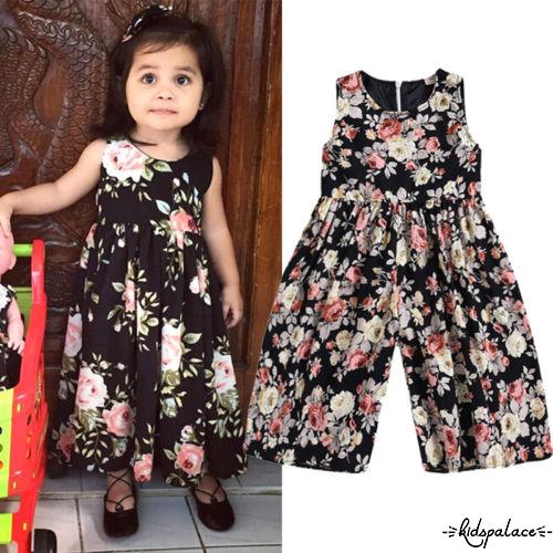 Bộ jumpsuit dài họa tiết hoa xinh xắn cho bé gái