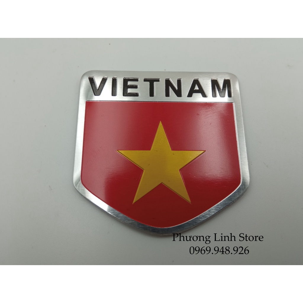 Tem nhôm logo cờ Việt Nam, decal cờ Việt Nam dán xe