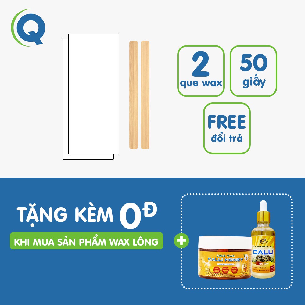 Giấy wax lông, tẩy triệt lông vĩnh viễn, combo 50 giấy chuyên dụng + 2 que wax - GWL
