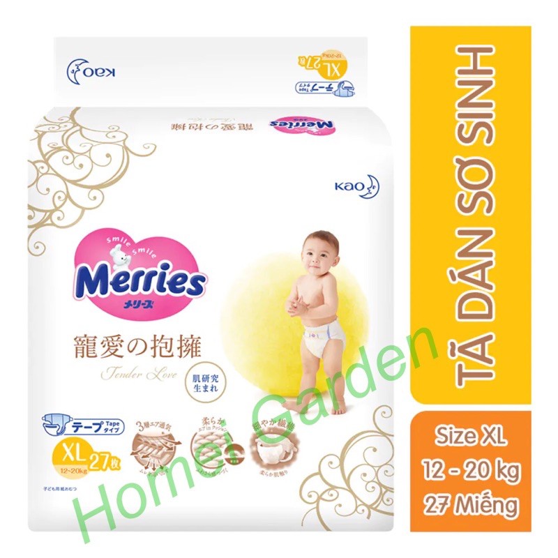 Bỉm Dán Cao Cấp Merries Tender Love Size XL 27 Miếng