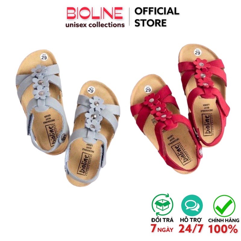 [DÉP TRẺ EM] Dép da bò Bioline  nơ hoa dành cho bé gái mã KID05 - Bioline Official